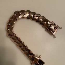10k Rose Gold Cuban Link Bracelet 