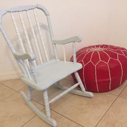  Light Sky Blue And Cream Antiqued Children’s Rocking Chair
