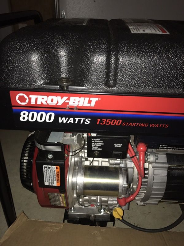 Troy-Bilt 8000 watt 13500 starting watts 15 horsepower