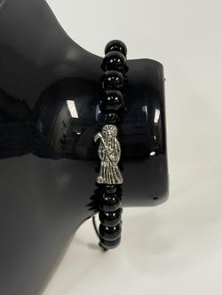 Black Santa Muerte Bracelet Onyx