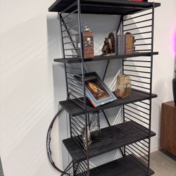CB2 Scala Black Wood Bookshelf with Metal Frame