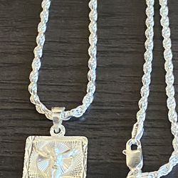 20” Silver Rope Chain + Charm