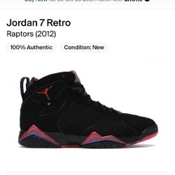 Jordan 7 Retro Raptors (2012) Lightly Used Size 10.5