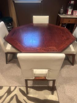 Pier 1 Imports Leather Dining Chairs on Wood Legs