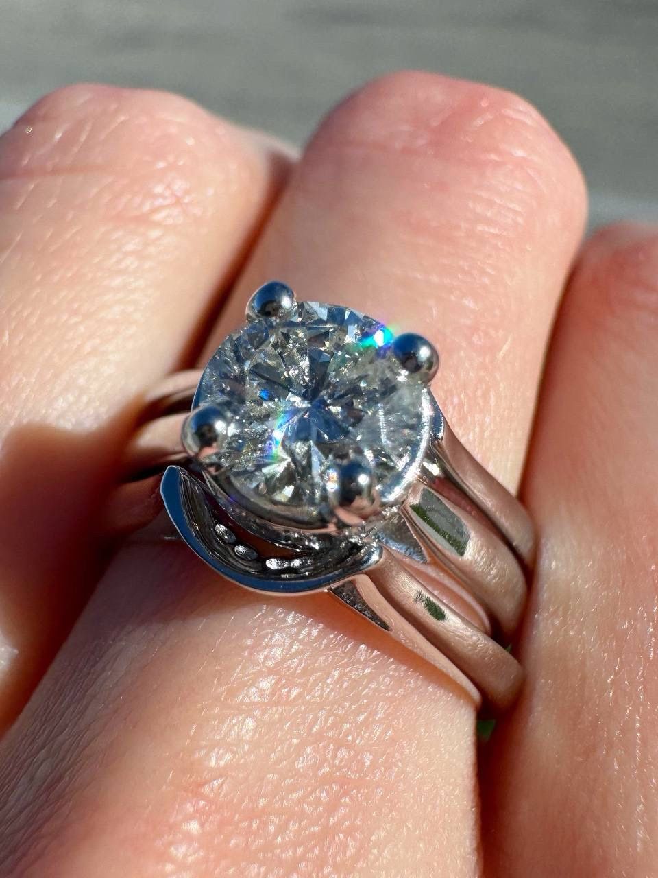 14k white gold 1.75CTW Diamond solitaire engagement wedding rings size 7