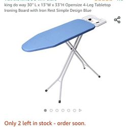 king do way 30'' L x 13''W x 33''H Opensize 4-Leg Tabletop Ironing Board with Iron Rest Simple Desig