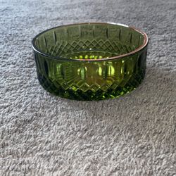 Vintage 1970s Green Indiana Glass Candy Dish - Olive/Avocado Princess Pattern in Excellent Condition - Mid-Century