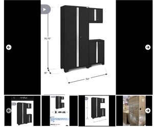 Black 3PC Garage Cabinetry Set · 24-Gauge Steel · Fully Welded · 54" W x 18" D x 76.75" H