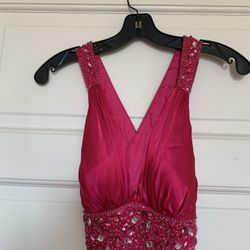 Pink Prom Dress , 3/4  , Cross-back