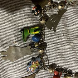 Vintage Mexican Silver Necklace With Charms