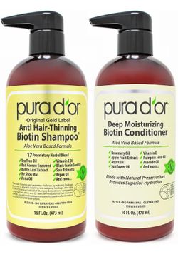 PURA D'OR Anti-Thinning Biotin Shampoo & Deep Moisturizing Conditioner
