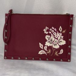 White House Black Market Floral Studded Pouch Bag Clutch Purse