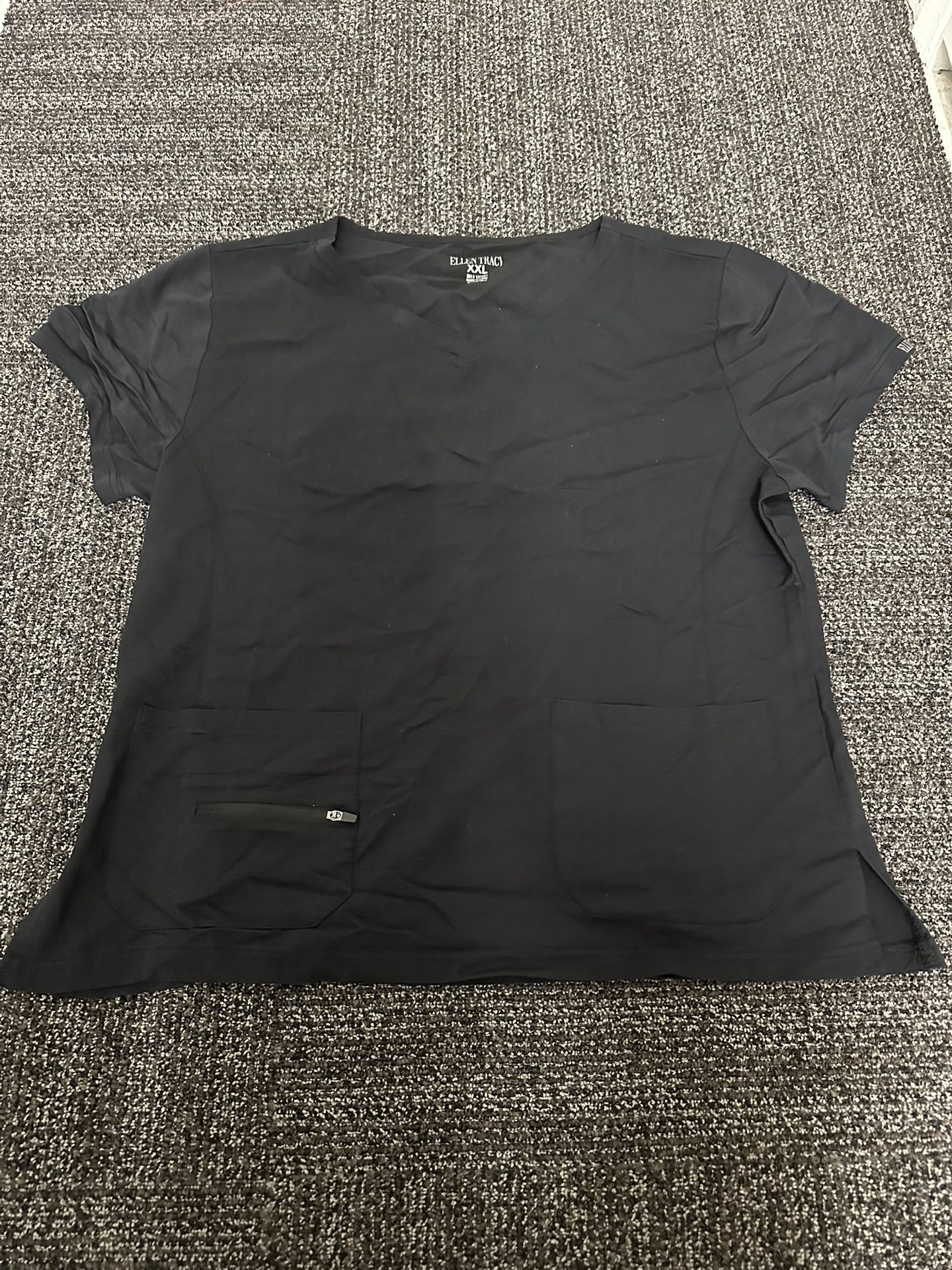 ELLEN TRACY LADIES MEDICAL NURSING WORKING BLACK SCRUB TOP SIZE XXL