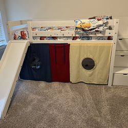 Twin Loft Bed With Slide And Mattress 