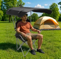Canopy Lounge Chair with Sunshade for Camping, Hiking, Travel, and Other Outdoor Events, with Cup Holder,