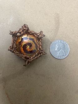Handmade Copper Pendant/Decor (Unidentified/Unspecified Hand Painted Precious Gem/Mineral and Copper Wiring)