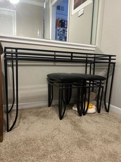 Glass Vanity table with two stools