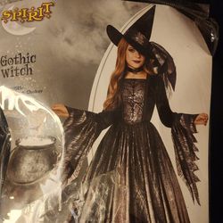 Gothic Witch Halloween Costume Girls M (8-10) 
