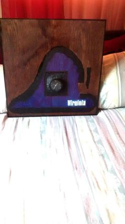 Wooden wall clock painting of virginia