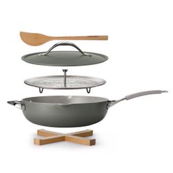 Tramontina 5 Qt Ceramic Non Stick All In One Plus Pan 5 Pc Set $45