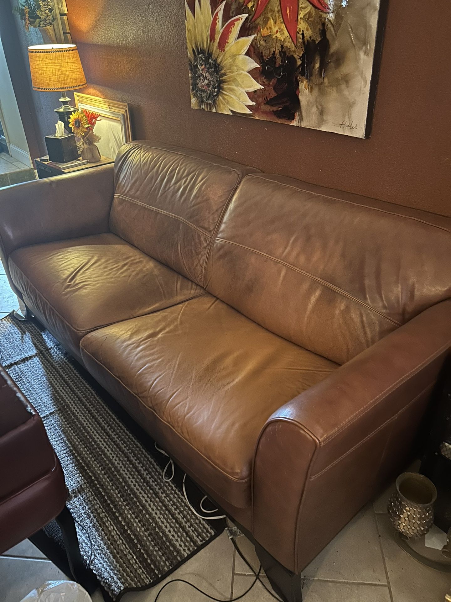 ITALIAN LEATHER SOFA WELL LOVED