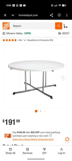 Lifetime Round Folding Table White