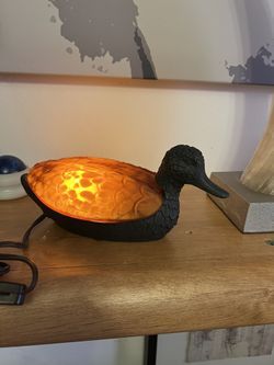 Table Lamp Glass Amber Black Bronce Duck