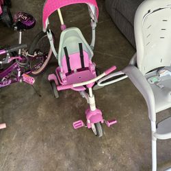 Girl Bike, Girl Push Ad Go Tricycle & 3n1 Highchair/booster