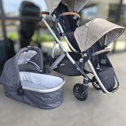 Uppa VISTA double Stroller W Bassinette 