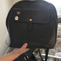 Black leather backpack purse