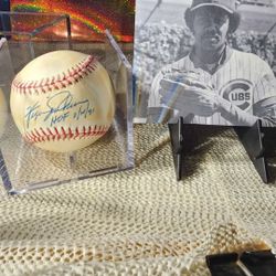 Fergie Jenkins HOF Signed/
Inscribed ONL Baseball
Chicago Cubs W/COA &
BALLCUBE some toning