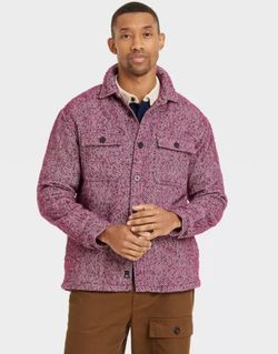 Houston White Adult Herringbone Shacket - Red S