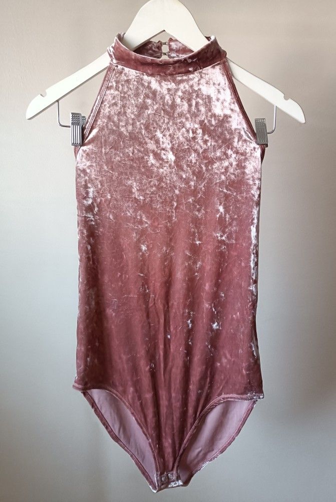Forever21 Pink Velvet Bodysuit, Size M
