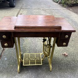 Antique Treadle Singer Table (no Sewing Machine)