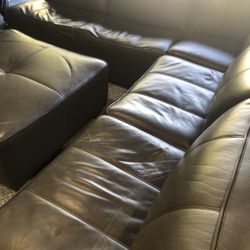 Leather Sectional With Matching Ottoman