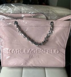 Karl Lagerfeld Paris Black Leather Tote Bag