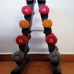 Fitness Gear Dumbbell Storage Tree. Five pairs of dumbbells in a variety of weights. / 33182