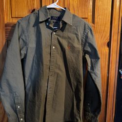 Ralph Lauren Polo Button Up, Olive Green, Size S