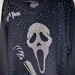 Rhinestoned Unisex Ghost Face Jersey 