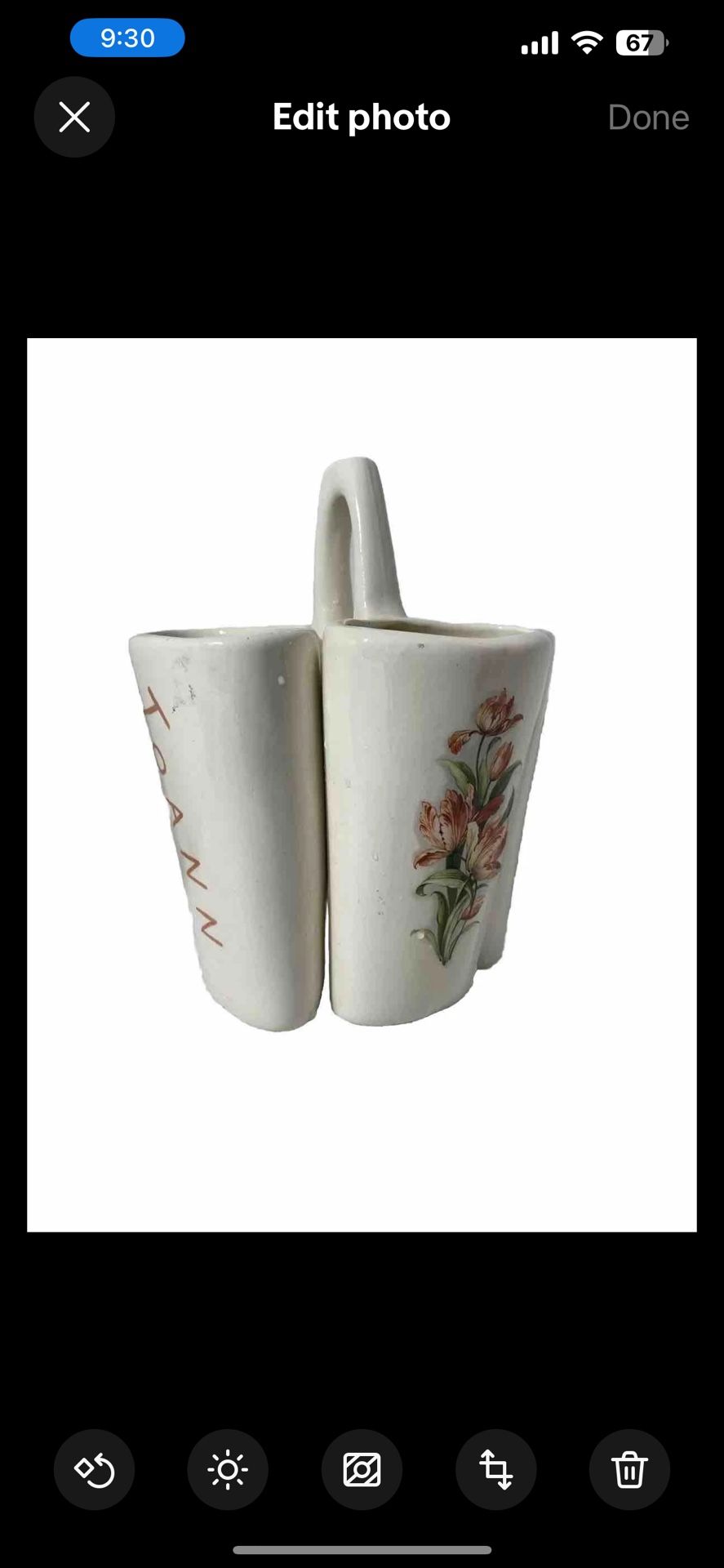 White Floral Medley 4-Compartment Ceramic Utensil Holder Joann Carry
