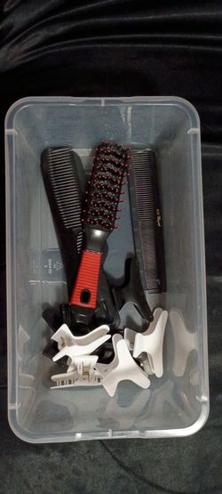 Hair Brush, Combs, and Clips Set