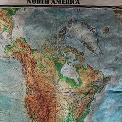 North America Vintage Map Pull-Down Wall Chart Poster Countrycore Print