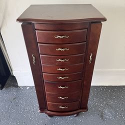 Wooden Standing Jewelry Armoire