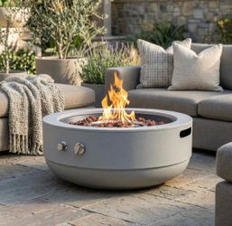 New 24 Inch Propane Fire Pit Bowl, 50000 BTU Round Steel Gas Fire Pit with Lid, Portable Outdoor Fire Table
