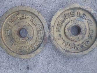 25 lb Cast Iron Barbell Weight Plates – Pair