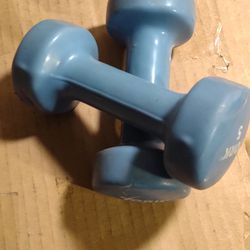 Set Of Two York Rubber Coated 5 Lb Dumbbell Weights
