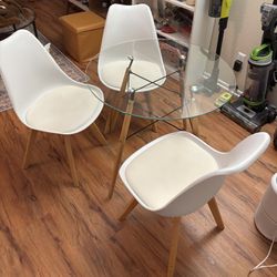 Glass Top Dining Table With Three Chairs