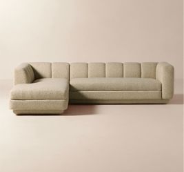 Yarrow 3-Piece L-Shaped Camel Woven Fabric Sectional Sofa With Left-Arm Chaise
