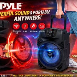 PYLE bluetooth speaker  8" bass portable