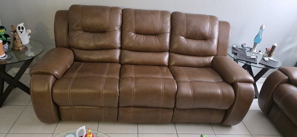 Sofá Y Loveseat Reclinable De Piel